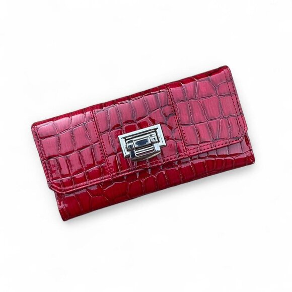 crocodile print red tri fold wallet <333 - Picture 1 of 6